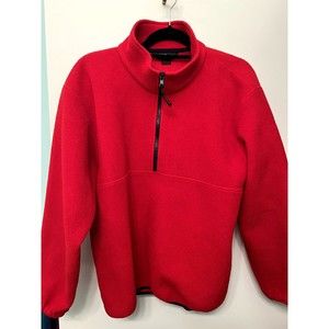 LL Bean 1/4 Zip Mens M Red Outdoor Fleece Sweatshirt Pullover Adult
